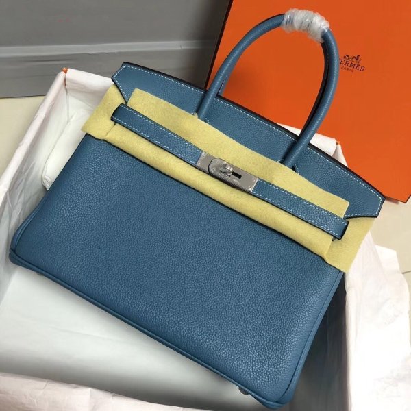 Hermes Birkin 35cm bolsos de cuero Togo azul Replicas exactas bolsos